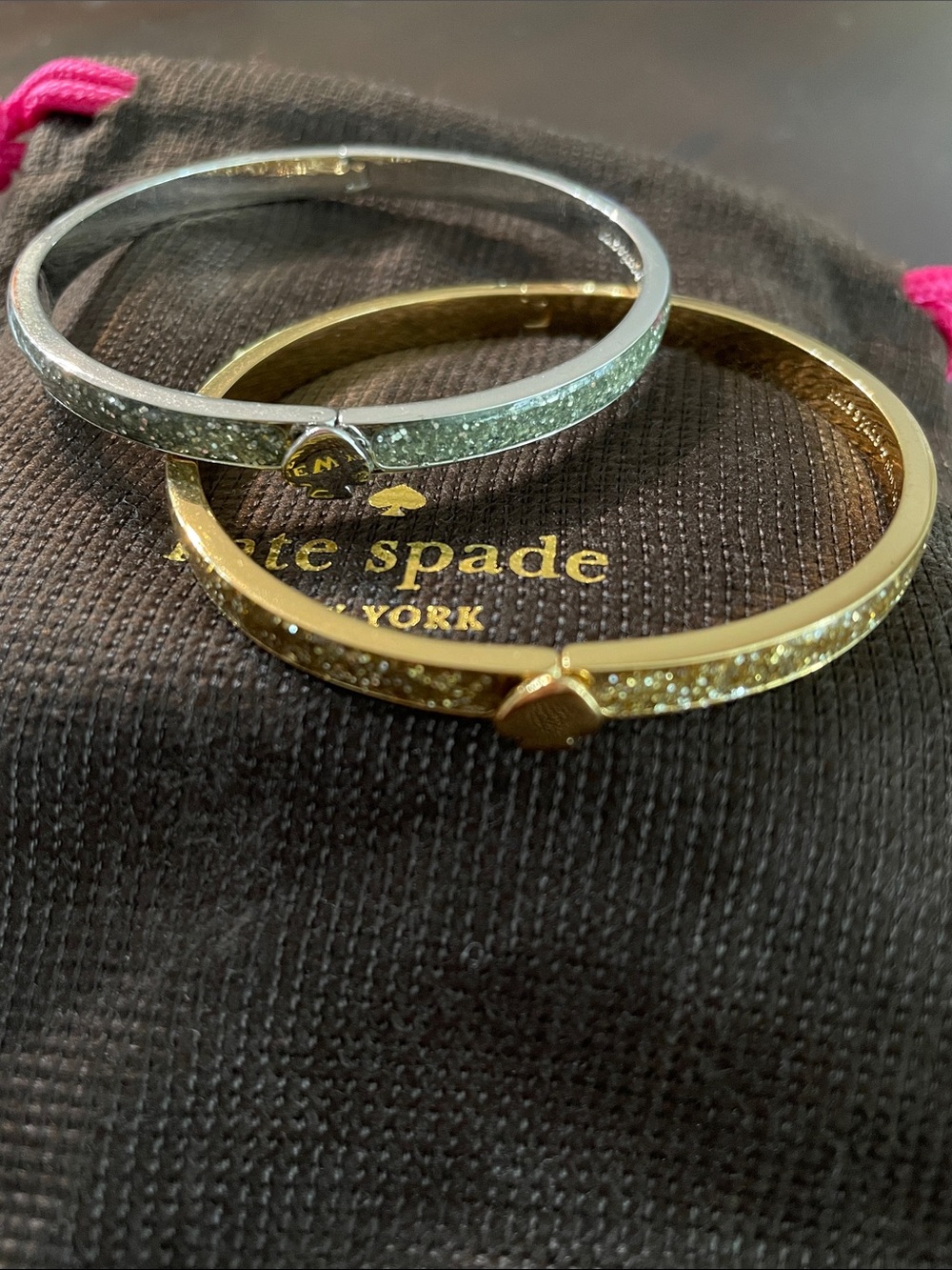 Kate Spade glitter hinged bangles set of 2